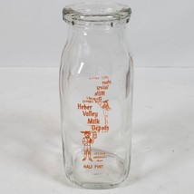 Vintage Milk Bottle Glass Heber Valley Milk Depots Dairy 5.5 Inch NO LID - $13.10