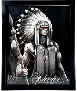 Signed David Gonzales “Warrior” Native American Chief Art Print– Framed ... - $95.00