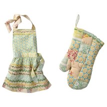 Anthropologie Sewing Basket Apron + Matching Over Mitt Whimsical Cotton ... - $54.75