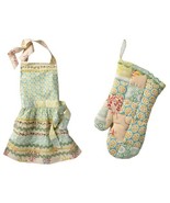 Anthropologie Sewing Basket Apron + Matching Over Mitt Whimsical Cotton ... - €47,83 EUR