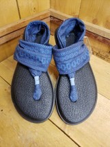 Sanuk Womens Blue Flip Flop Slingback Sandals Shoes 7 / 38 Medium (B,M)  - $59.39