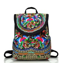 National trend embroidery Ethnic handmade flower Embroidered Travel backpack bag - £21.33 GBP