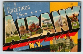 Albany New York Large Letter Greetings From Postcard Linen 1959 Curt Teich - £6.37 GBP