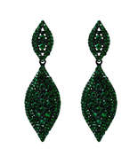 Fashion Jewelry Silver Plated Leaf Shaped Drop Earrings with Crystal - £12.53 GBP