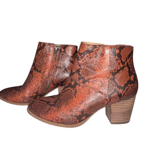 Madewell The Rosie Boot Women&#39;s Size 6.5 Red Snake Embossed Leather Ankl... - $27.86
