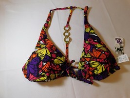 Wurl Women&#39;s Ladies Bikini Top Swim Bathing Suit Top Size L multicolor NWT - $15.43