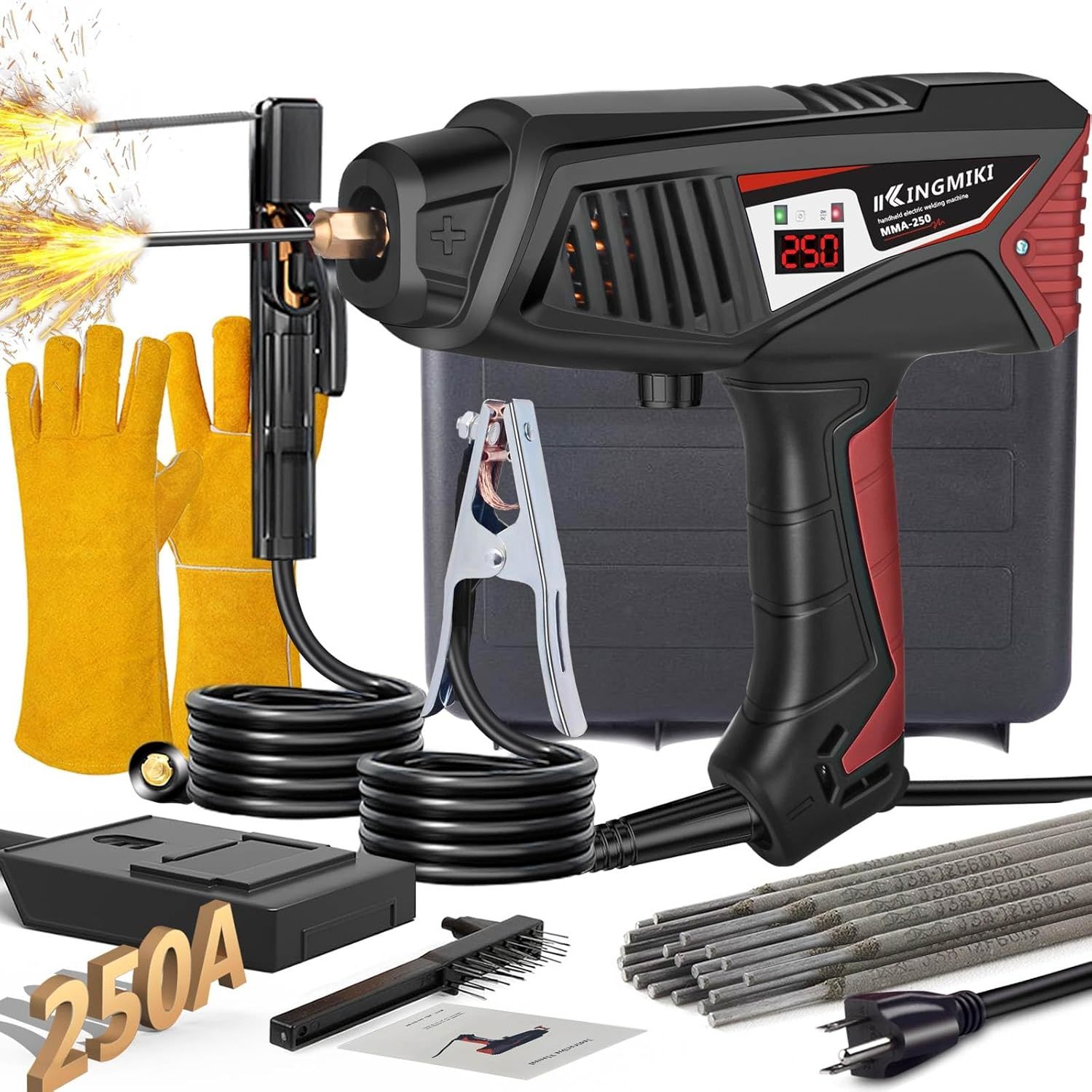 Portable Welder, 20-250A Digital Display Hand Held Black and Red  - $155.16