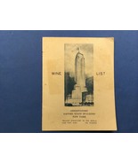 1930s Observatory Empire State Building NY Wine List Pamphlet - $26.82 CAD