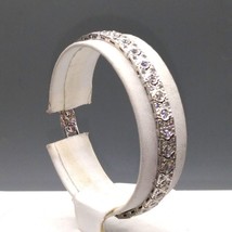 Beautiful Bracelet, Silver Tone with CZ Accents and Foldover Clasp, Elegant Gift - £40.20 GBP