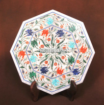 12&#39;&#39; White Marble Tiles/Plate Handicraft Floral Home Decor Inlay Gifts H3714 - £320.66 GBP