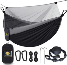 Camping Hammock With Net, Travel Portable Lightweight Hammocks With Tree Straps - £29.10 GBP