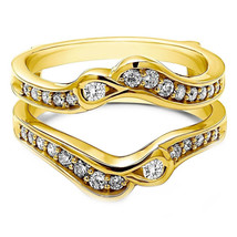 0.65 Ct Round Diamond 14K Yellow Gold Plated Enhancer Ying Yang Ring Jacket - £82.87 GBP