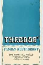 Theodos&#39; Family Restaurant Menu N 43rd Avenue Phoenix Arizona 1980&#39;s - $27.72