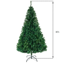 4FT Green Artificial Christmas Tree Xmas Holiday Decor w/ Stand Indoor Outdoor - £30.92 GBP