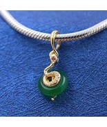  14k Gold-plated Snake Green Murano Glass Dangle Charm    763617C01 - $26.89 CAD