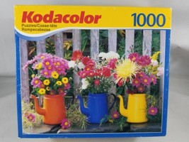 Kodacolor Enamel Pot Jigsaw Puzzle 1000 Piece Flowers Bouquet Fence Kodak - $11.28