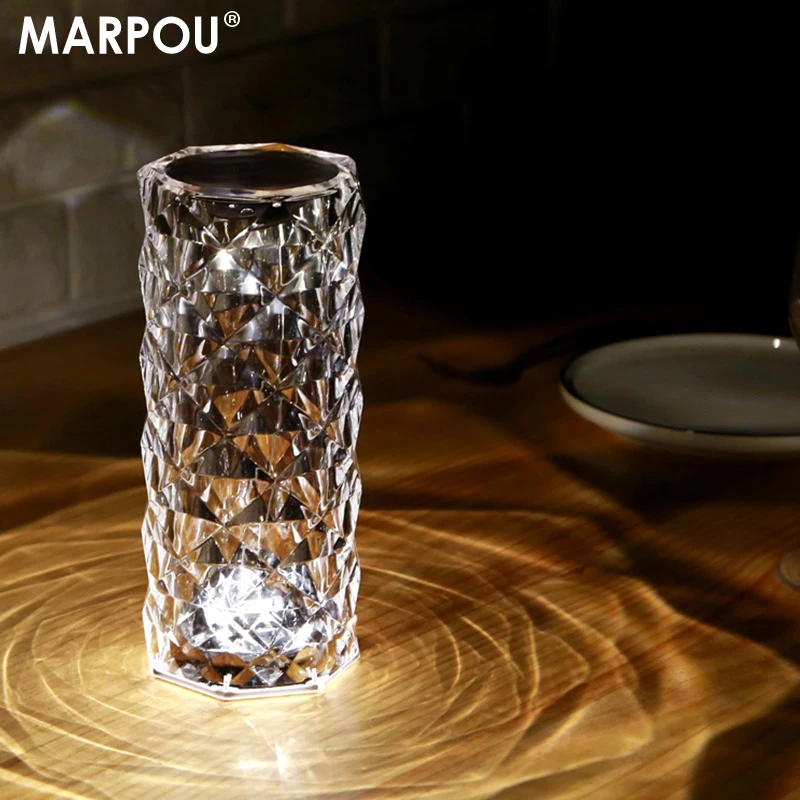 MARPOU Rose Crystal Diamond Bedside Table lamp for bedroom decor aesthetic - $24.12+