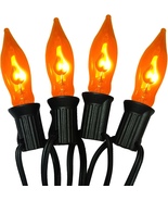 Halloween Flicker Flame Lights Orange String Lights, 10Ft C7 Vintage Fli... - $29.96 CAD