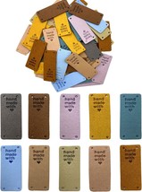 50 Pcs PU Leather Label Handmade Sew on Tag Label Faux Leather Handmade ... - $24.80