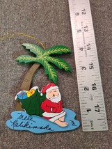 Hawaiian Decorated Santa &amp;  Palm Tree Christmas Ornament Mele Kaukimaka - £5.97 GBP