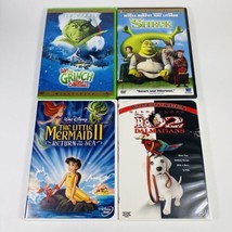 Lot Of 4 Children&#39;s Family DVDs Movies: Grinch Shrek Little Mermaid Dalm... - $13.06