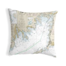 Betsy Drake Buzzards Bay, MA Nautical Map Noncorded Indoor Outdoor Pillow 18x18 - £42.83 GBP
