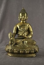 Mid Century Hindu Metal BRASS Tibetan MEDICINE BUDDHA BHAISHAJYAGURU Sta... - $201.39