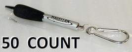 50 x NEW Magellan 6&quot; Twist-Open Ball Point Pen &amp; Carabiner Clip-On Combination - £15.38 GBP