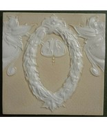 White &amp; cream antique tile c1900 Germany Villeroy &amp; Boch High relief Art... - £14.42 GBP