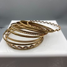 Gold Tone Bracelet Lot, Stackable Skinny Bangles to Wear and Share, Vintage Bund - £24.24 GBP