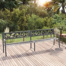 Twin Garden Bench 246 cm Grey Steel - £110.76 GBP