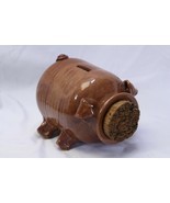 Hand Made Stoneware Clay Pottery Piggy Pig Bank Cork Snout  7 1/2&quot; x 6&quot; ... - $670.37 MXN