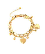 Double bracelet with heart pendants. / Pulsera doble con colgantes de  c... - $16.72 CAD