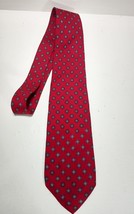 100% Silk Robert Talbott Nordstrom Necktie Red Geometric Print Hand Sewn - $16.78