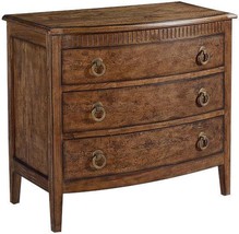 Chest of Drawers Theodore Bow Front Rustic Pecan Solid Wood Brass 3-Drawer - £1,382.08 GBP