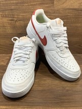 Women’s Nike Court Vision Low  White/Red Sneakers Size 10 Sharp - £29.96 GBP