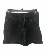 Silver Crush Button Zip Black Denim Jean Shorts Size 5-6 - £8.02 GBP