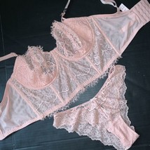 Victoria&#39;s Secret Nicht Gefüttert Langleine 36D, 36DD Bh Set S Höschen Orange - £58.16 GBP