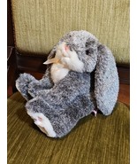 Russ Berrie Plush Bunny Rabbit Bouncy Frosted Gray White With Pink Sitti... - $17.53 CAD