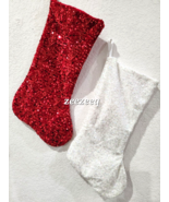 2PC Elegant Christmas Sequins Stockings Red White Candy Cane Peppermint ... - $39.59