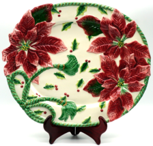 Fitz and Floyd For All Seasons Poinsettia Tray Red Hot Decorative Candle Tray - £20.72 GBP