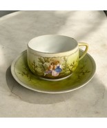 Antique RUSSIAN Courting Girl and Boy GOLD TRIM TEACUP  SAUCER Numbered - $514.30 CAD