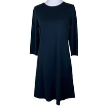 J Jill Ponte Dress Womens Small Black Knit Midi Seamed Stretch Casual Work  - £23.26 GBP