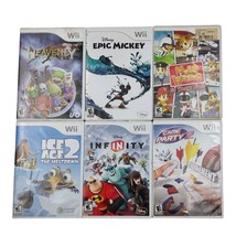 Wii 6 Game Lot Heavenly Guardian Epic Mickey Ice Age Disney Infinity Help Wanted - £31.64 GBP