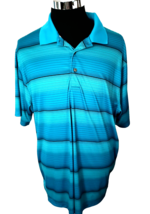 Ben Hogan Performance Polo Shirt Mens Size 2XL Blue Teal Stripes Golf Activewear - £7.47 GBP