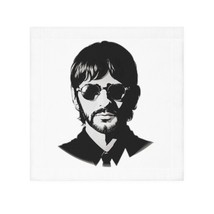 Personalized Ringo Starr Face Towel | Beatles Drummer | Black and White Illustra - £12.38 GBP
