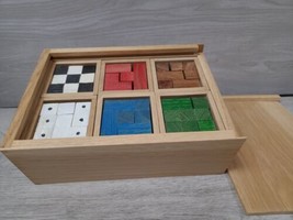 Wooden Brain Teaser Cube Puzzle Educational Box Set - £6.76 GBP