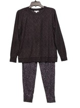 Roudelain Pajama Set Womens  Small Thermal Top Animal Print  Jogger  Lou... - £12.92 GBP