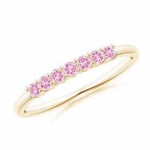 ANGARA Half Eternity 7 Stone Pink Tourmaline Wedding Band in 14K Solid Gold - £337.34 GBP