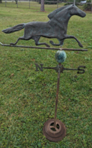 Vintage Copper and Brass Horse Weathervane Primitive On Stand As Is Damaged - £376.85 GBP